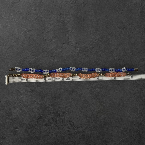 Elegant Blue and Gold Beaded Bracelet Set - Picture 6 of 6